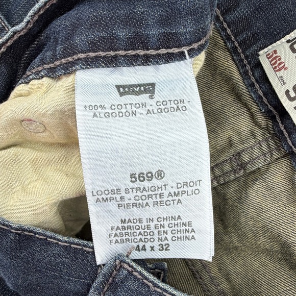 Levi Strauss 569 Loose Straight Dark Wash Denim Jeans Men's W44 L32 Red‎ Tag - Picture 11 of 12
